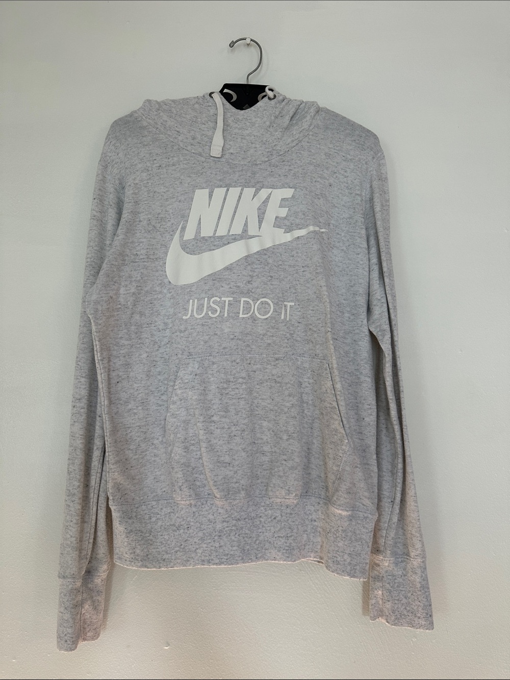 Nike Light Gray Crewneck Hoodie with White Swoosh